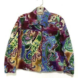 Life Style Petite Short Jacket PM Psychedelic Hippie Boho Indie Artsy Bold Color